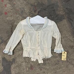 Vintage Film Costume 40s 50s Does Victorian Antique Style White Bodice S